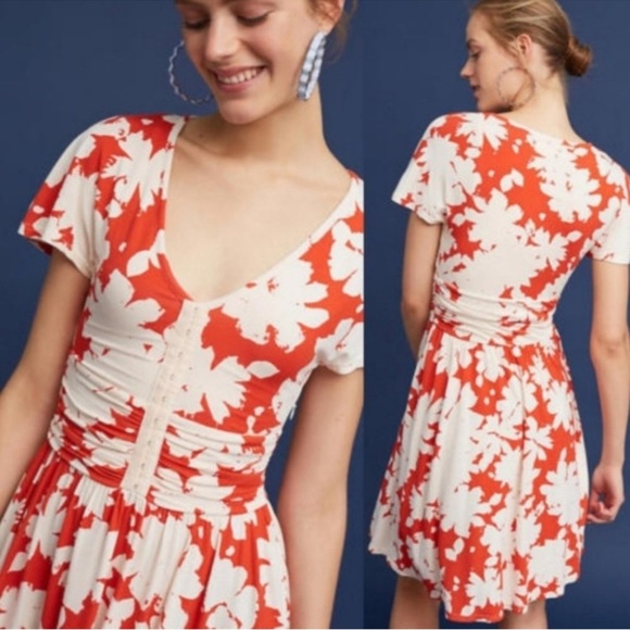 Anthropologie Dresses & Skirts - Anthro Maeve Summer Breeze Orange Floral Dress Sz S